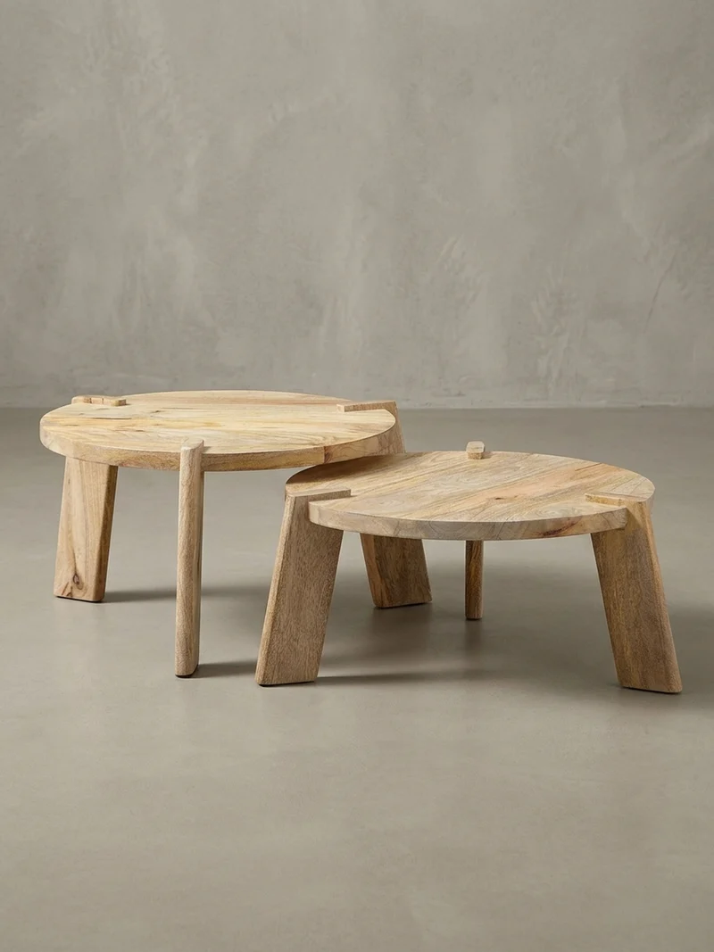 Couchtisch 2er Set Mango Massivholz Handgefertigt