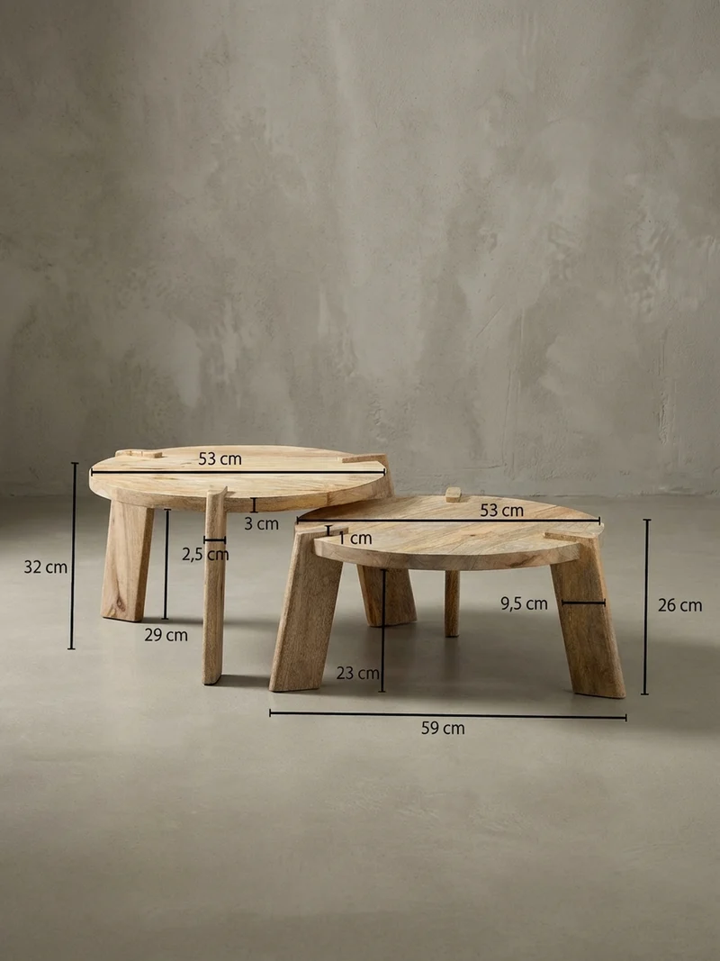 Couchtisch 2er Set Mango Massivholz Handgefertigt