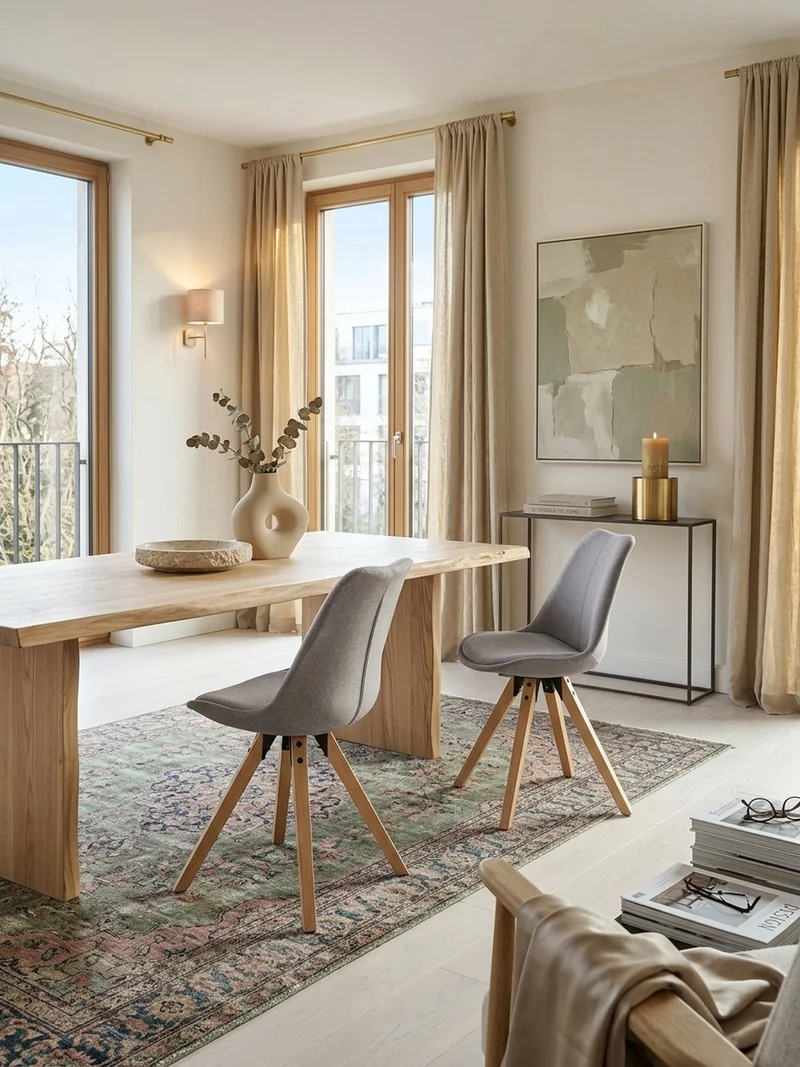 Esszimmerstuhl 2er Set mit Holzgestell Skandinavisch gepolstert