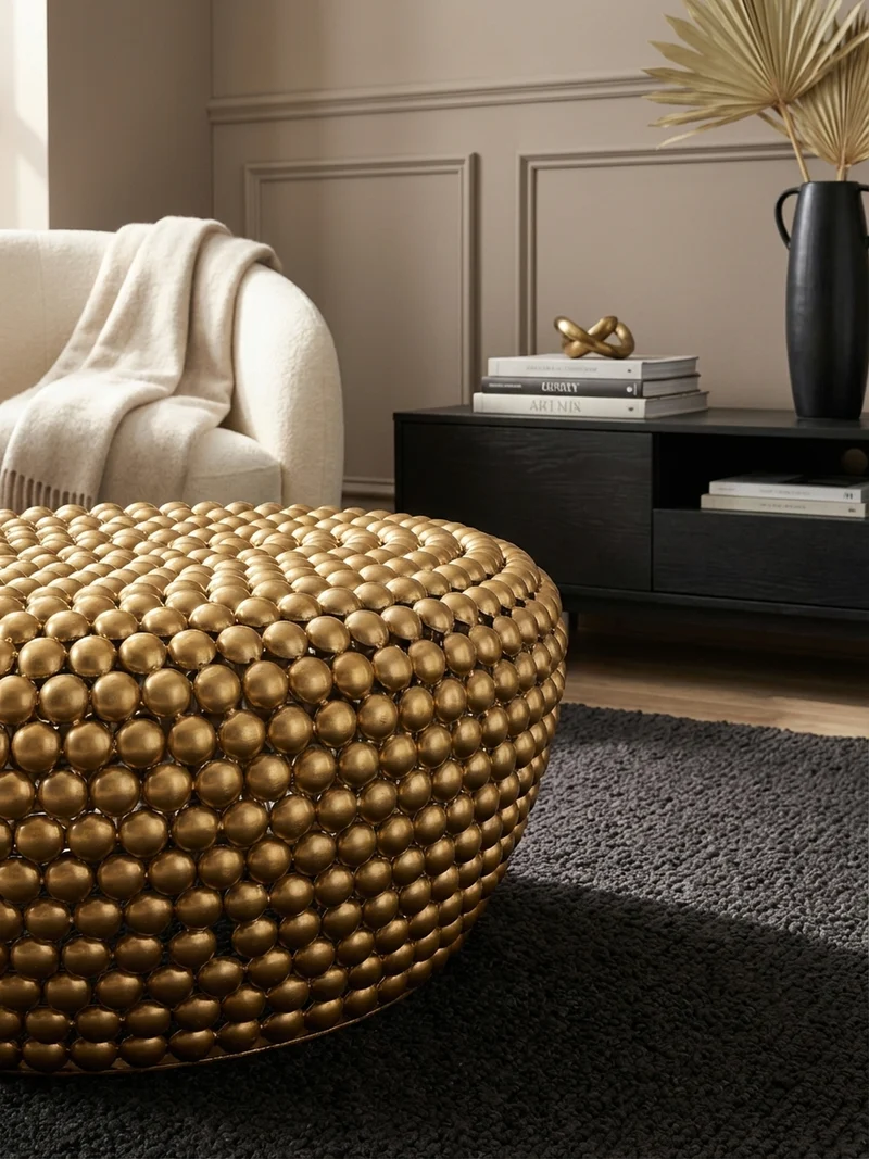 Beistelltisch im orientalischen Stil aus Aluminium mit abgerundeter Form