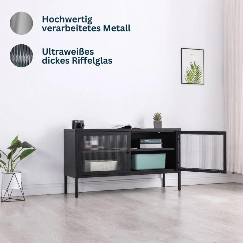 Coemo Sideboard Tokio aus Metall mit Glastüren