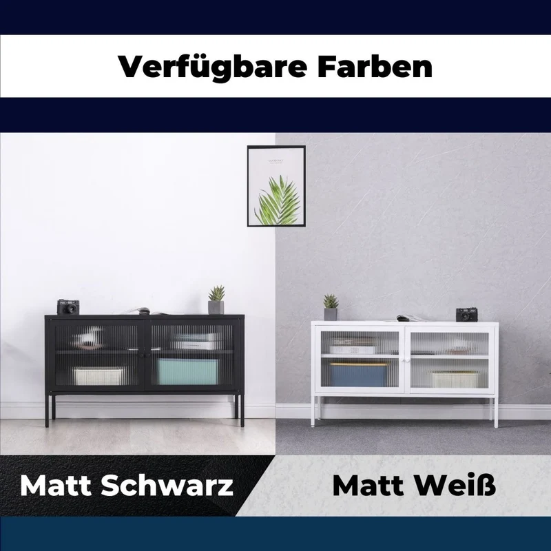 Coemo Sideboard Tokio aus Metall mit Glastüren