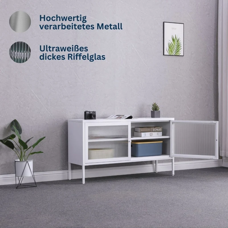 Coemo Sideboard Tokio aus Metall mit Glastüren