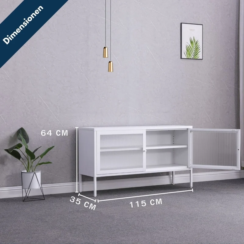 Coemo Sideboard Tokio aus Metall mit Glastüren