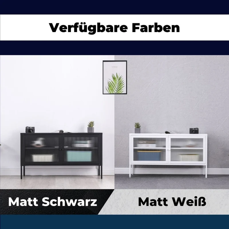 Coemo Sideboard Tokio aus Metall mit Glastüren