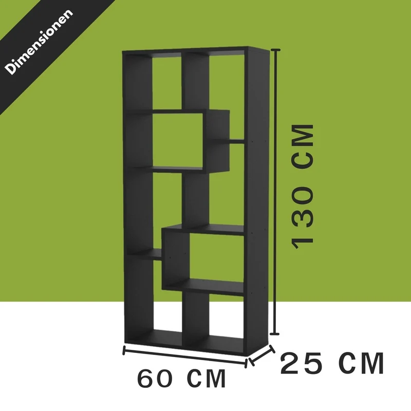 Coemo Bücherregal Sigma 8 versetzte Fächer, modernes Design