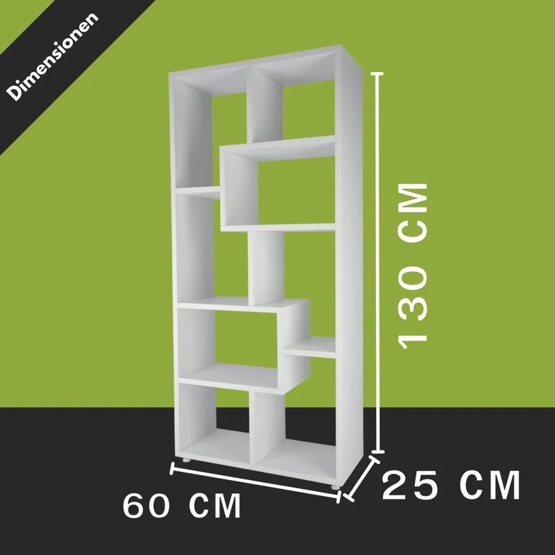 Coemo Bücherregal Sigma 8 versetzte Fächer, modernes Design