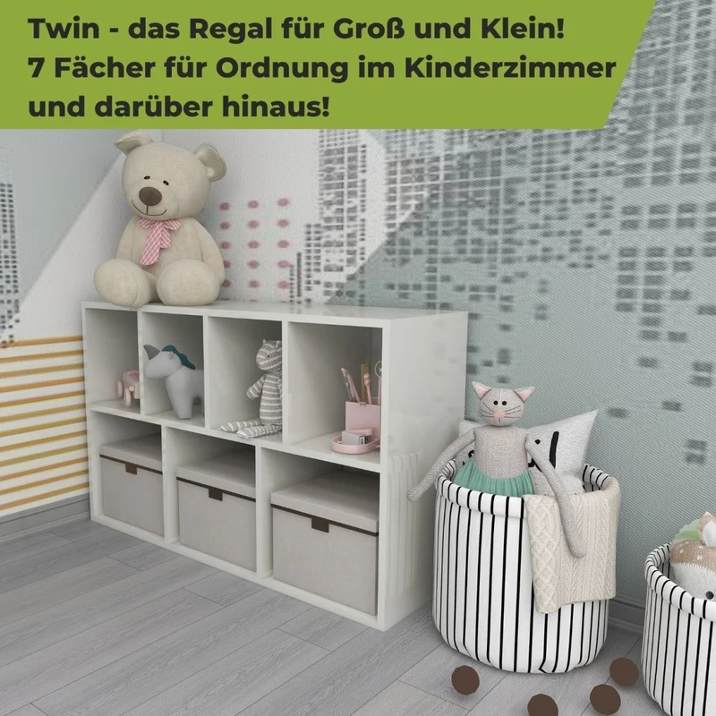 Coemo Bücherregal Twin Standregal 7 Fächer