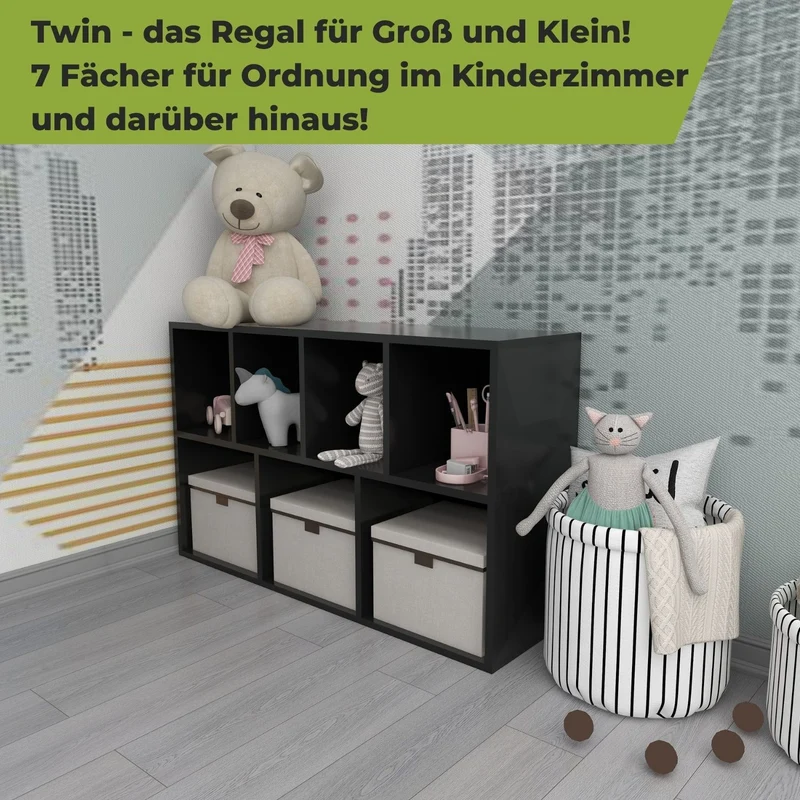 Coemo Bücherregal Twin Standregal 7 Fächer