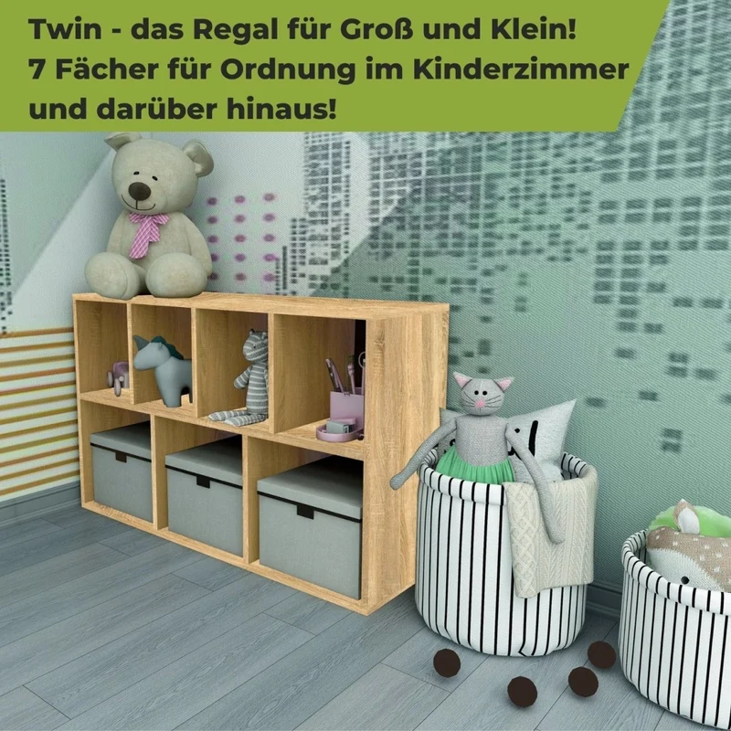 Coemo Bücherregal Twin Standregal 7 Fächer