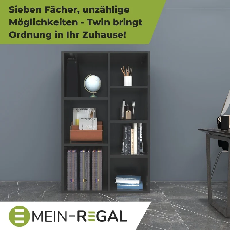 Coemo Bücherregal Twin Standregal 7 Fächer