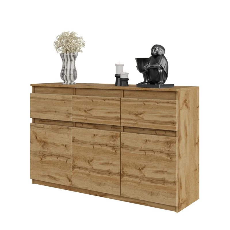 NOAH - Kommode / Sideboard mit 3 Schubladen und 3 Türen - Wotan Eiche H75cm B120cm T35cm