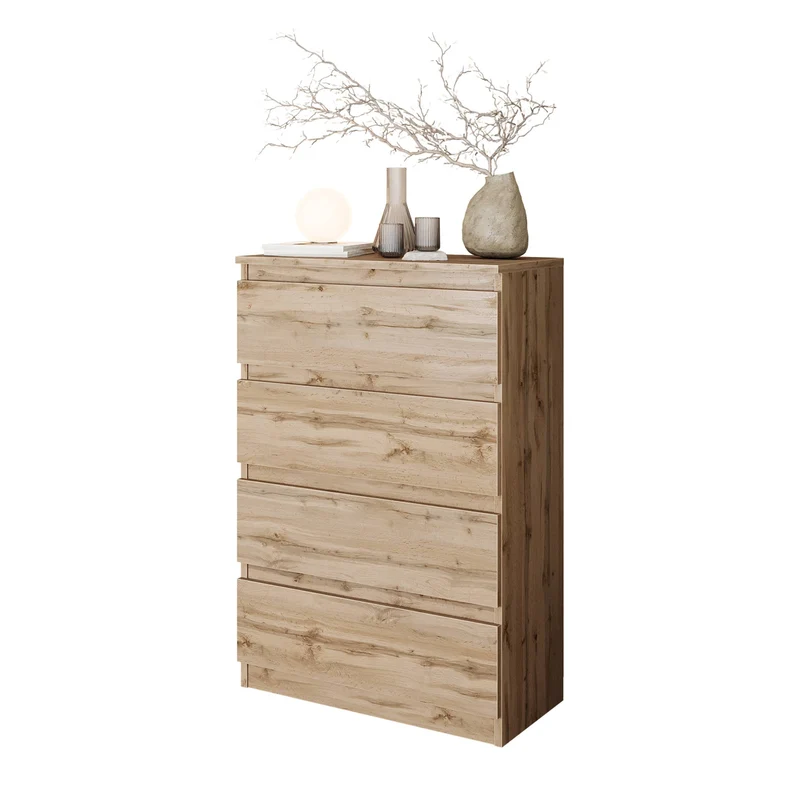 GABRIEL - Kommode / Sideboard mit 4 Schubladen - Wotan Eiche H92cm B60cm T33cm