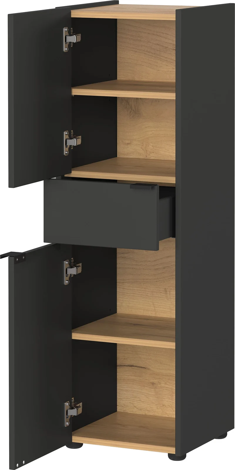 Midischrank mit Schublade aus Eiche-Optik mit Soft-Close-Funktion
