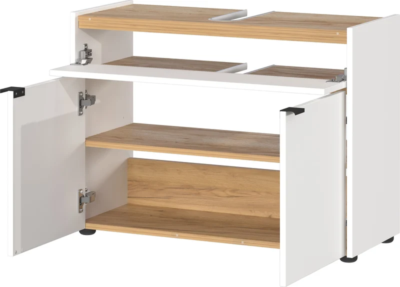 Unterschrank 80x34x60 cm stoßfest mit Siphonaussparung und Easy-Clean-Oberfläche