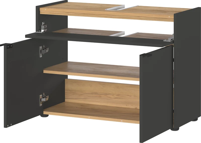 Unterschrank 80x34x60 cm stoßfest mit Siphonaussparung und Easy-Clean-Oberfläche