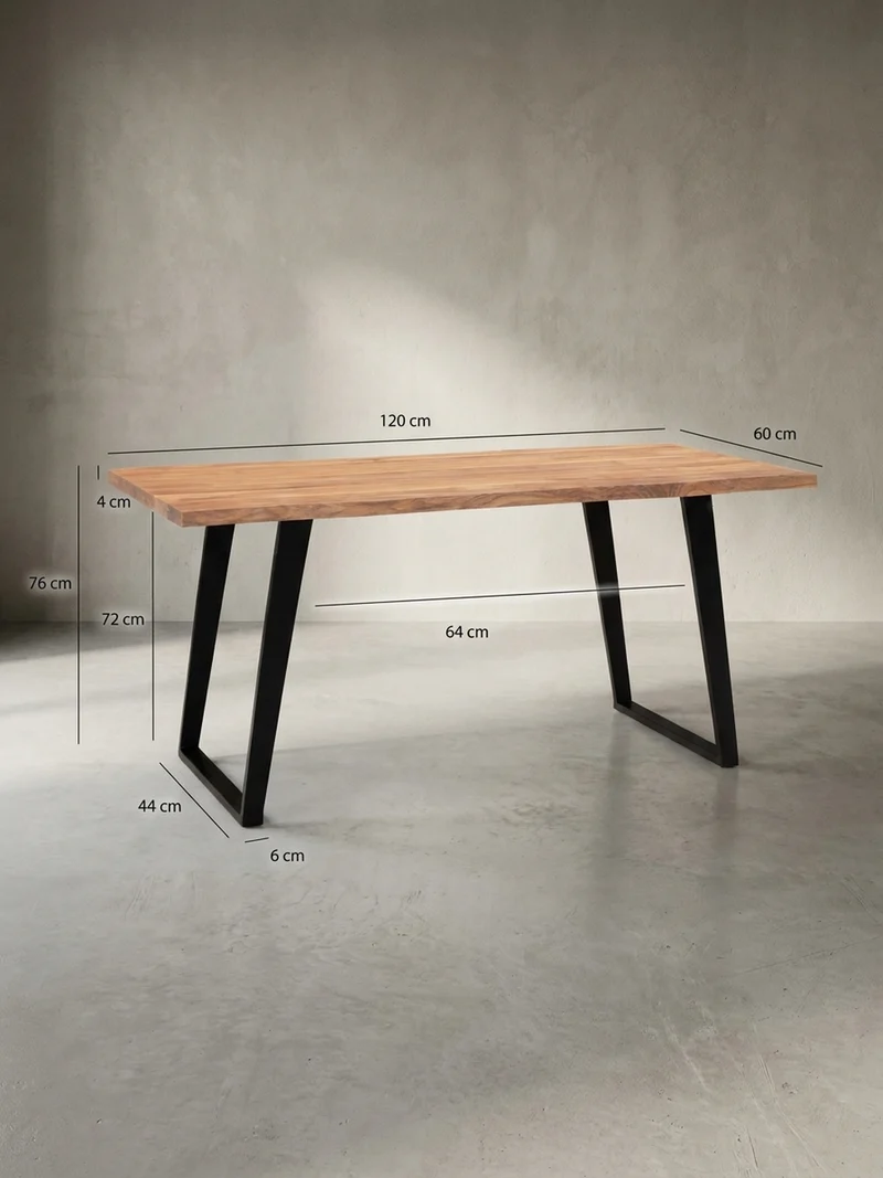 Schreibtisch Massivholz Baumkante U-Gestell Handarbeit
