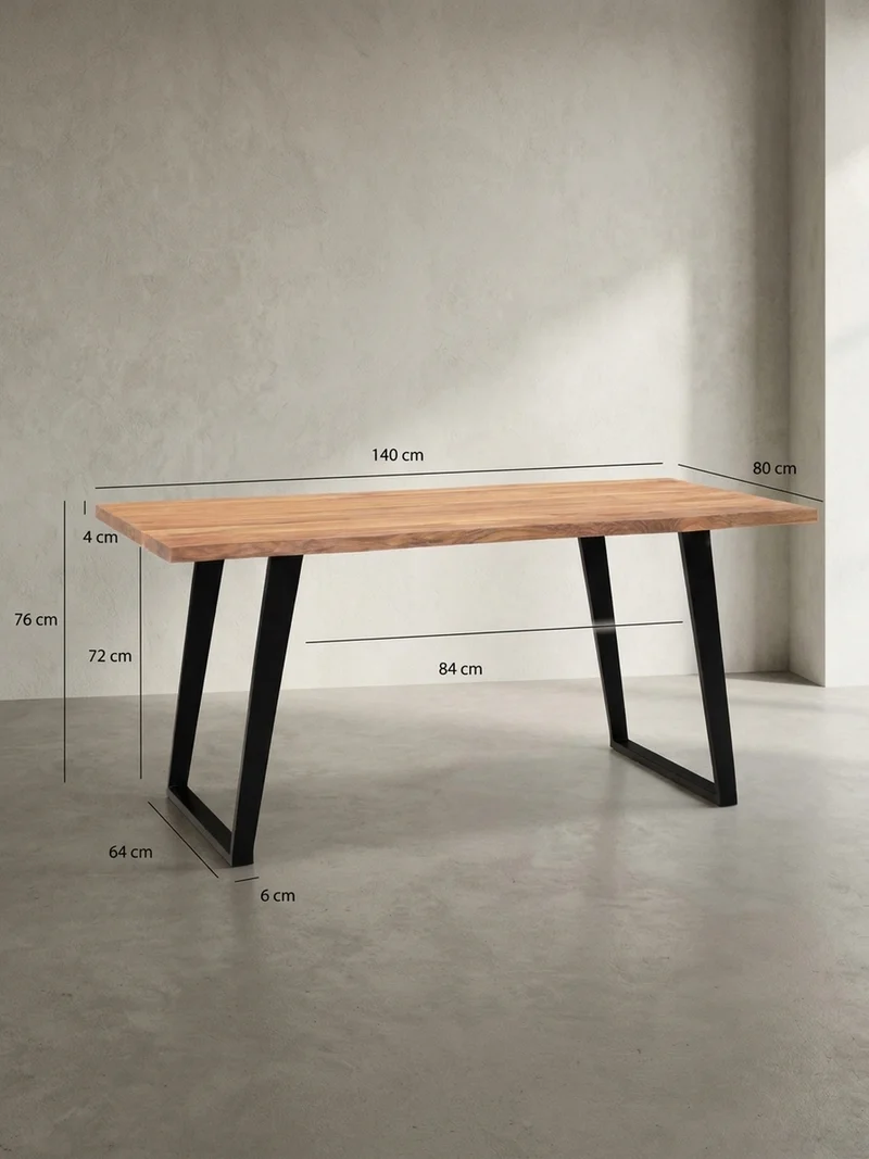 Schreibtisch Massivholz Baumkante U-Gestell Handarbeit
