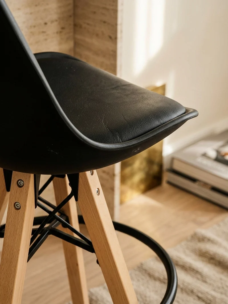 Barhocker Set - Ergonomisch Sitzschale, Holzbeine