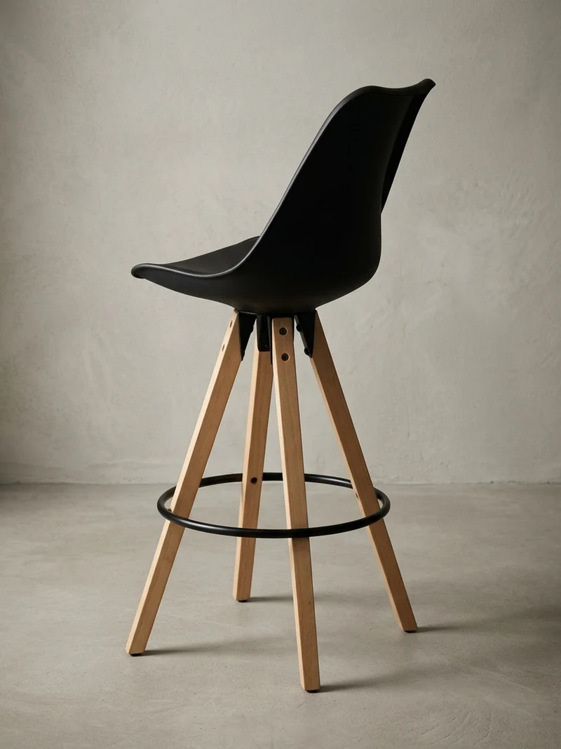 Barhocker Set - Ergonomisch Sitzschale, Holzbeine