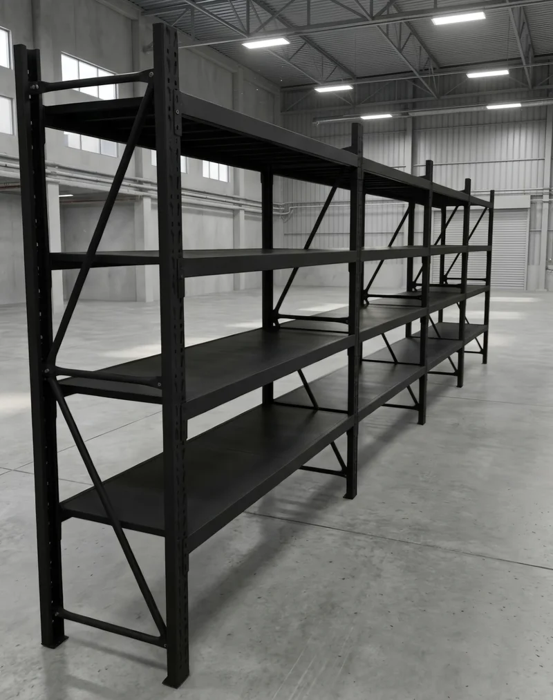 InhandKraft® Schwerlastregal-Set 8 lfm - 200 kg Fachlast - Schwarz