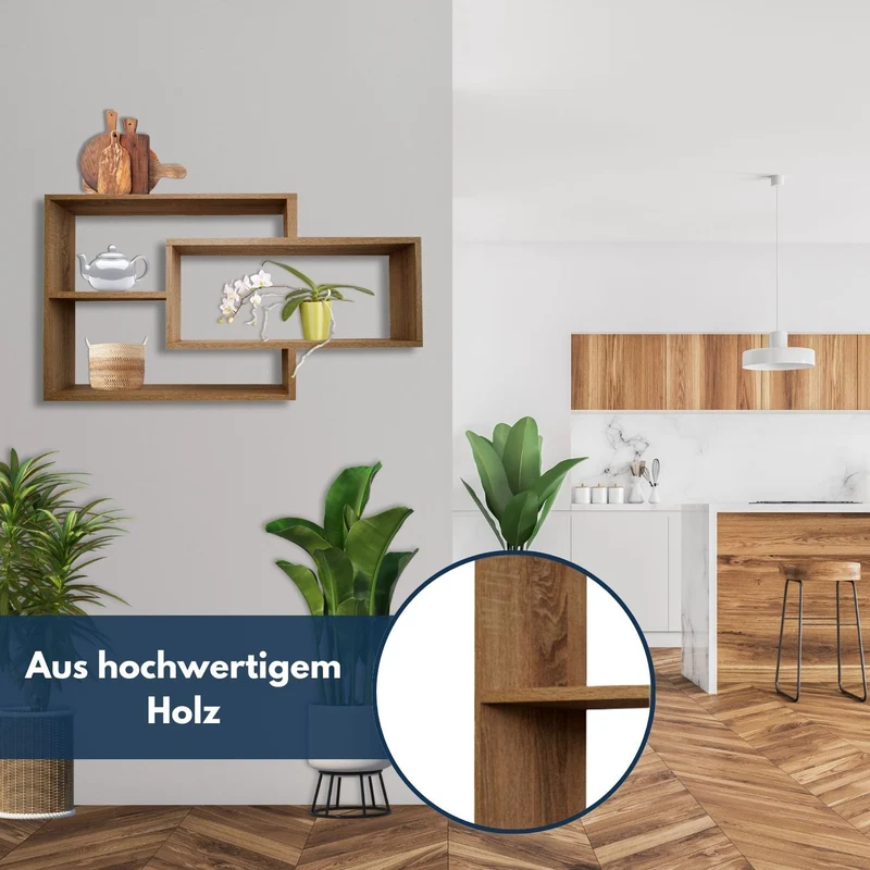 1B Wandregal Karo Schweberegal aus Holz