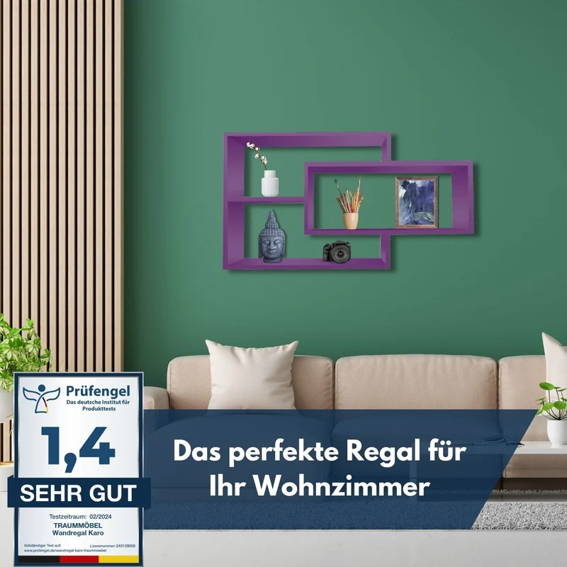 1B Wandregal Karo Schweberegal aus Holz