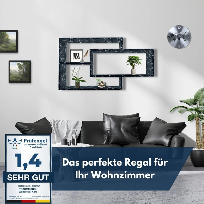 1B Wandregal Karo Schweberegal aus Holz