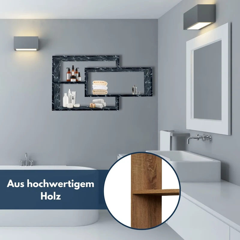 1B Wandregal Karo Schweberegal aus Holz