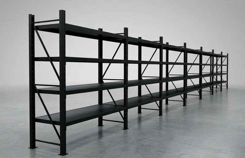 InhandKraft® Schwerlastregal-Set 14 lfm - 200 kg Fachlast - Schwarz