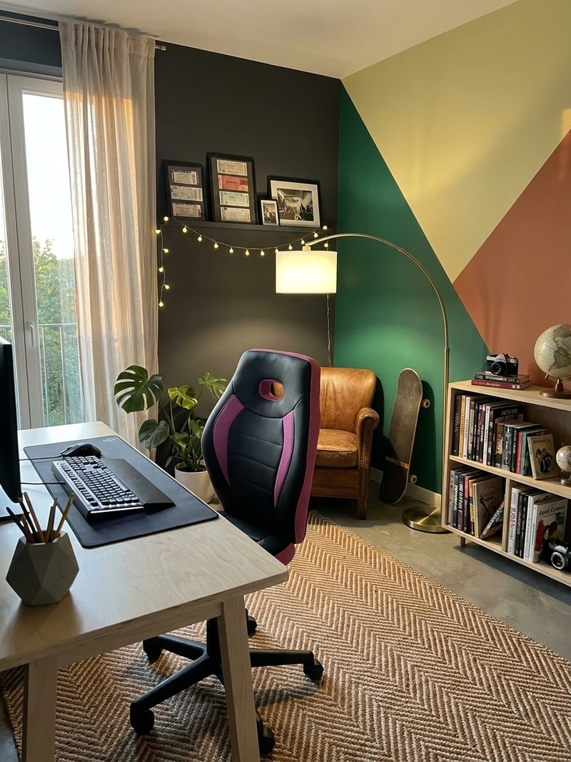 Jugenddrehstuhl Hohe Rückenlehne Schulterstütze Kunstleder Mesh