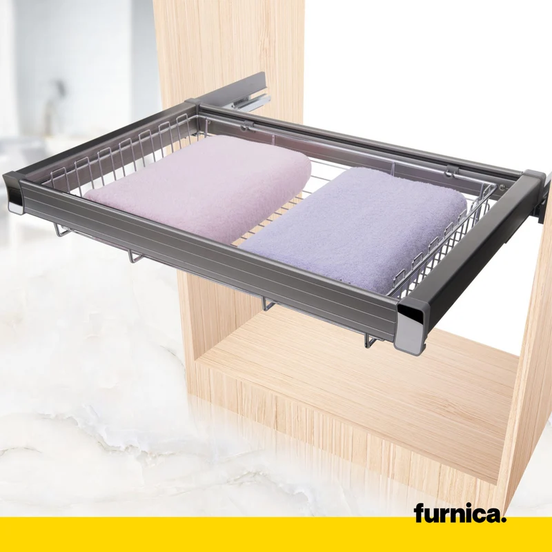 Ausziehbare Aufbewahrungskörbe für 90cm-Schrank Soft-Close - Einzelner Fachboden - Chrom