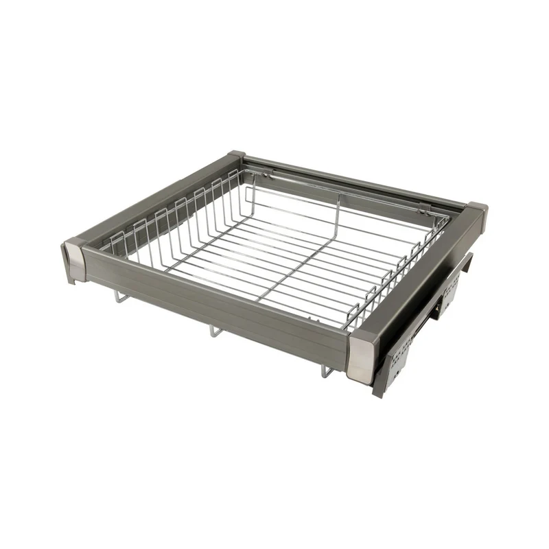 Ausziehbare Aufbewahrungskörbe für 80-cm-Schrank Soft-Close - Einzelner Fachboden - Chrom