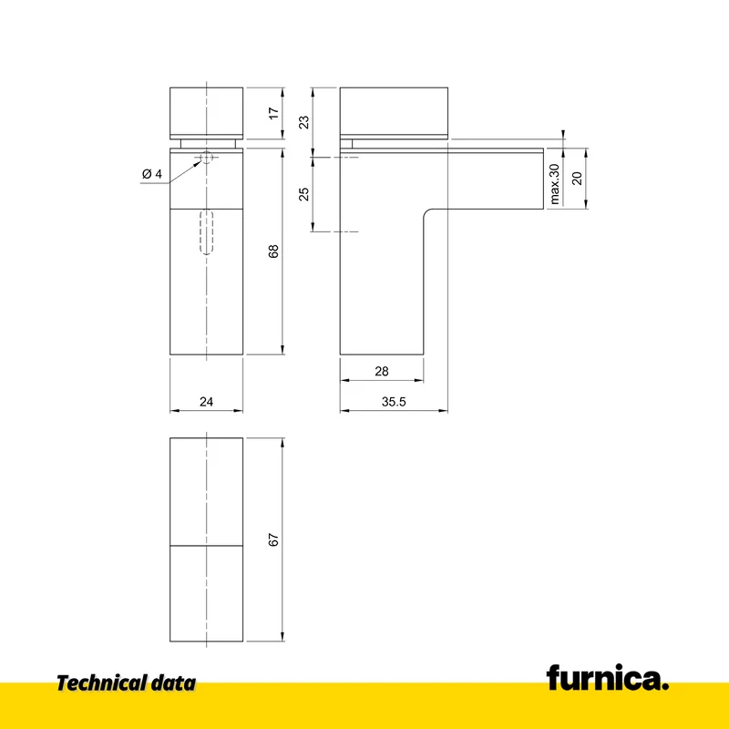 Glas- und Tellerhalter L-Form II - Schwarz Matt