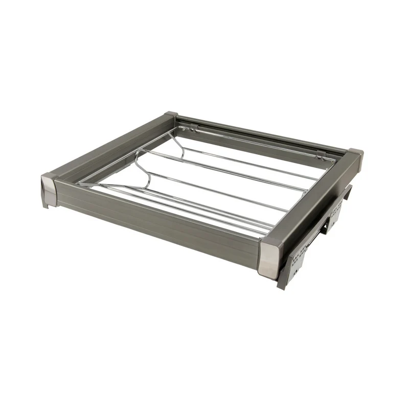 Ausziehbare Ablage für Schuhe 60cm Soft-Close - Chrom/Aluminium - Grau