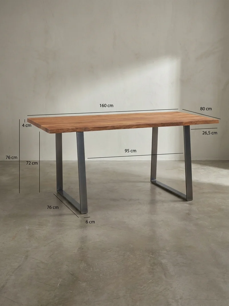 Schreibtisch Massivholz Baumkante Chromgestell Handarbeit