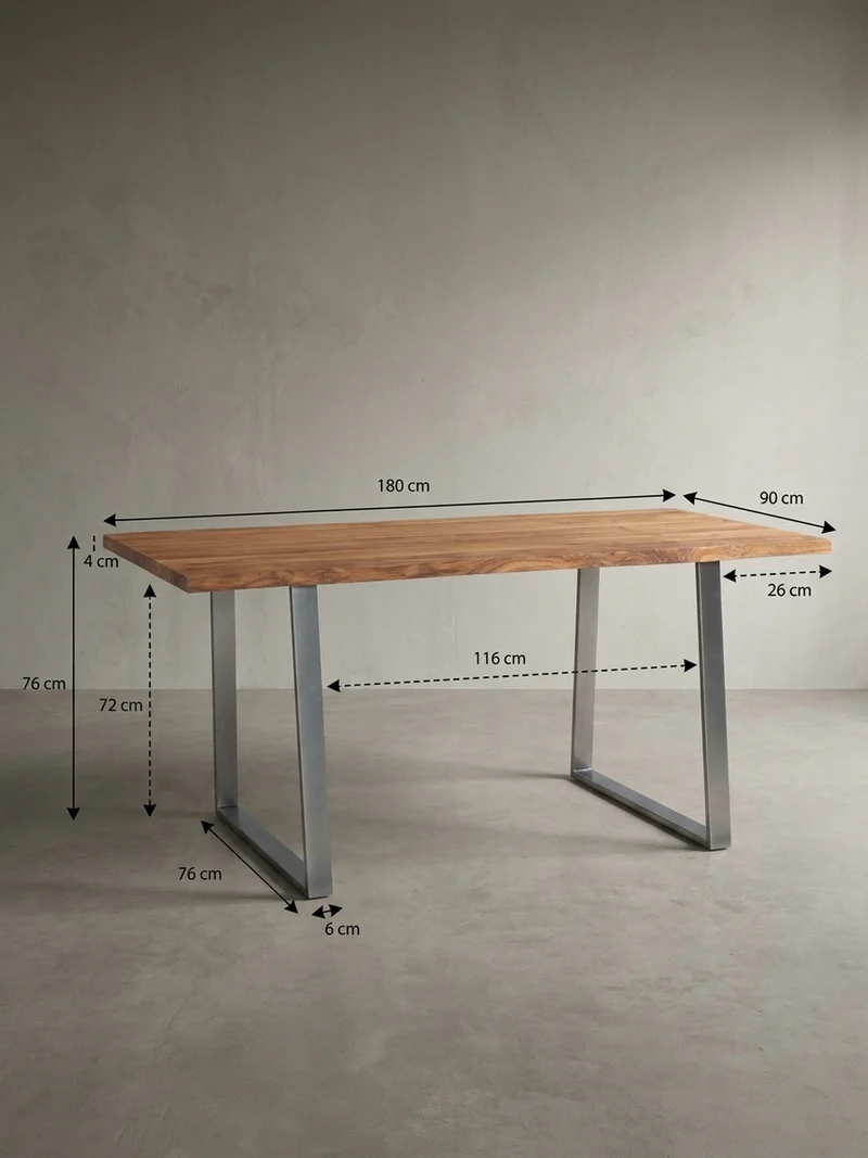 Schreibtisch Massivholz Baumkante Chromgestell Handarbeit