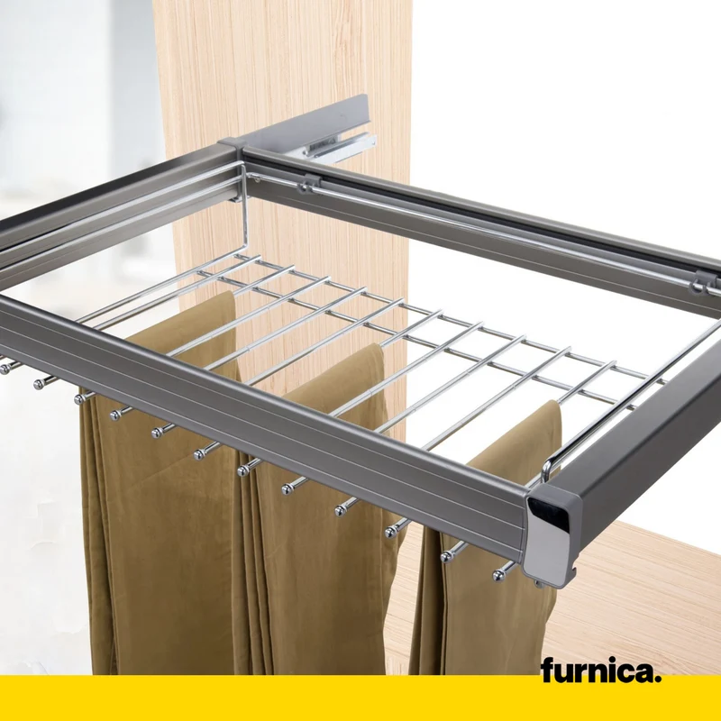 Ausziehbarer Hosenbügel 2 für 70cm-Schrank Soft-Close - Einzelner Fachboden - Grau