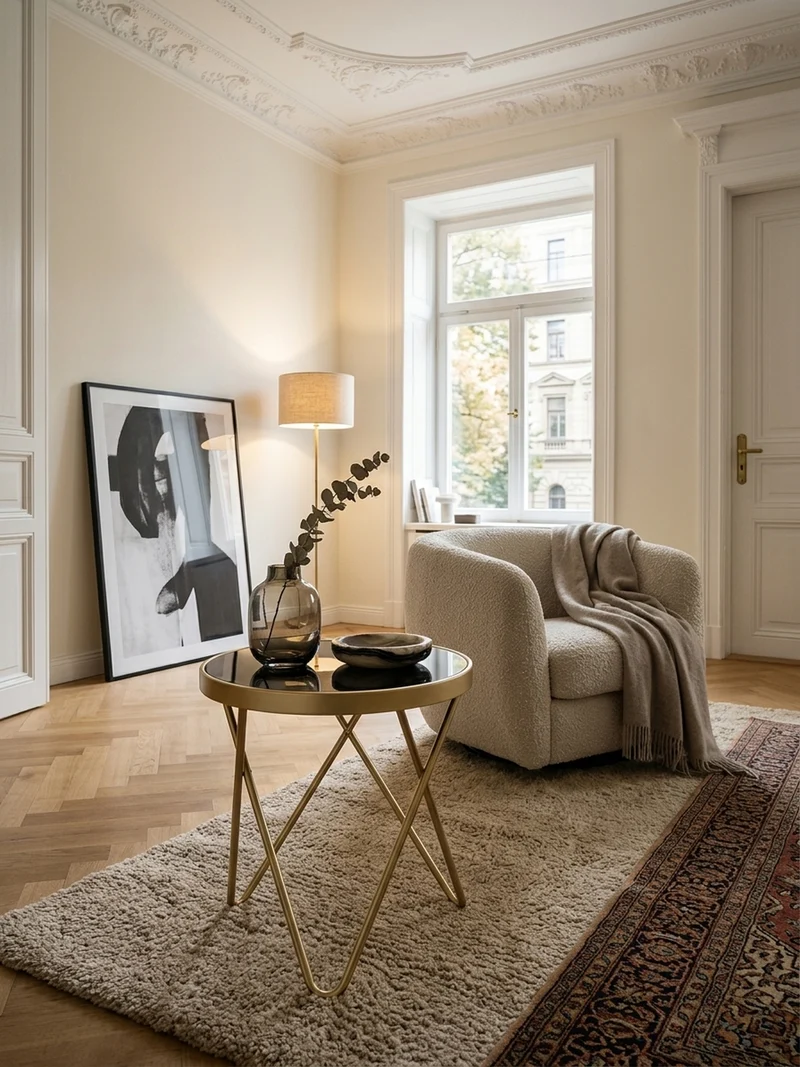 Beistelltisch Glas Metall V-Gestell 70er-Jahre Design