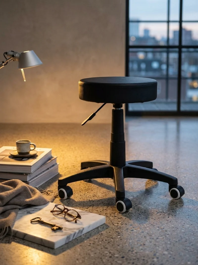 Arbeitshocker Lederoptik 360° drehbar, höhenverstellbar, stabil