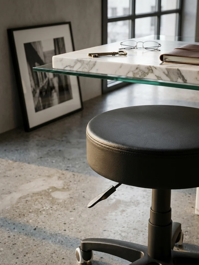 Arbeitshocker Lederoptik 360° drehbar, höhenverstellbar, stabil