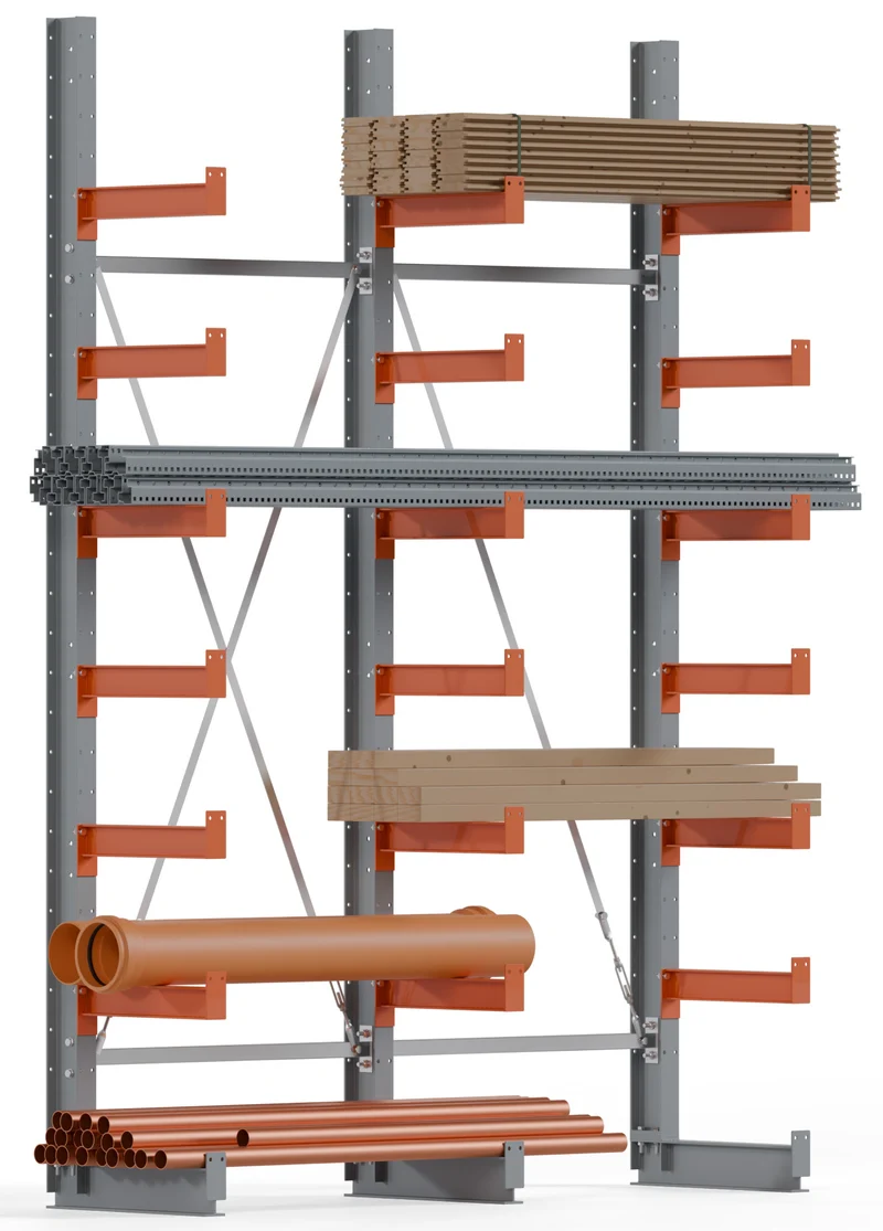 Kragarmregal Grundfeld + Anbaufeld Komplettset