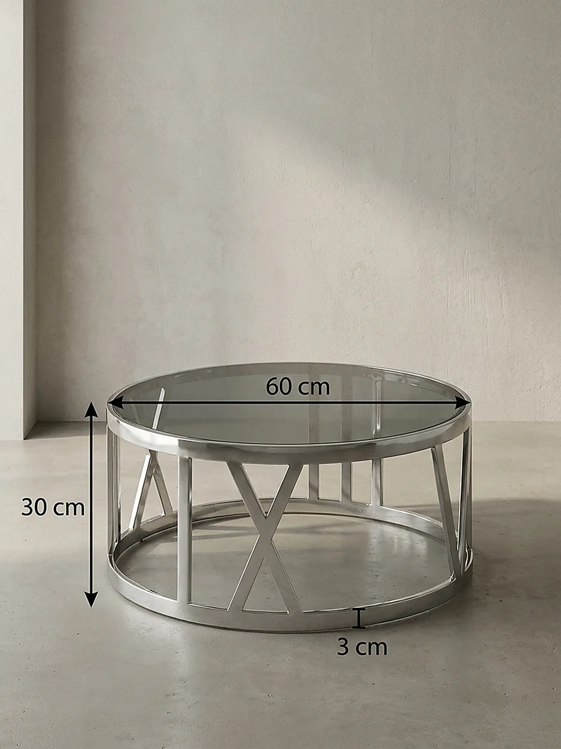 Couchtisch mit Glasplatte, Metallgestell, handgefertigt, Belastbarkeit 20 kg