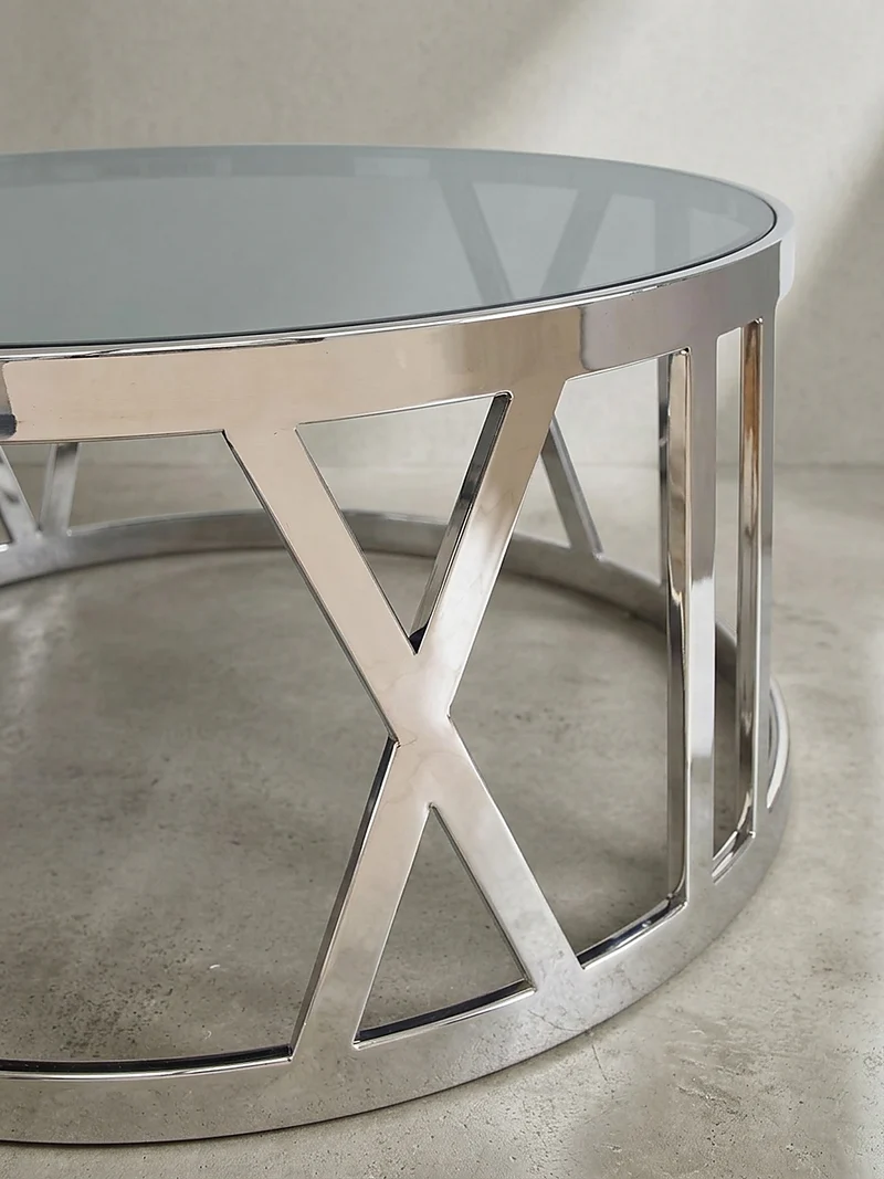 Couchtisch mit Glasplatte, Metallgestell, handgefertigt, Belastbarkeit 20 kg