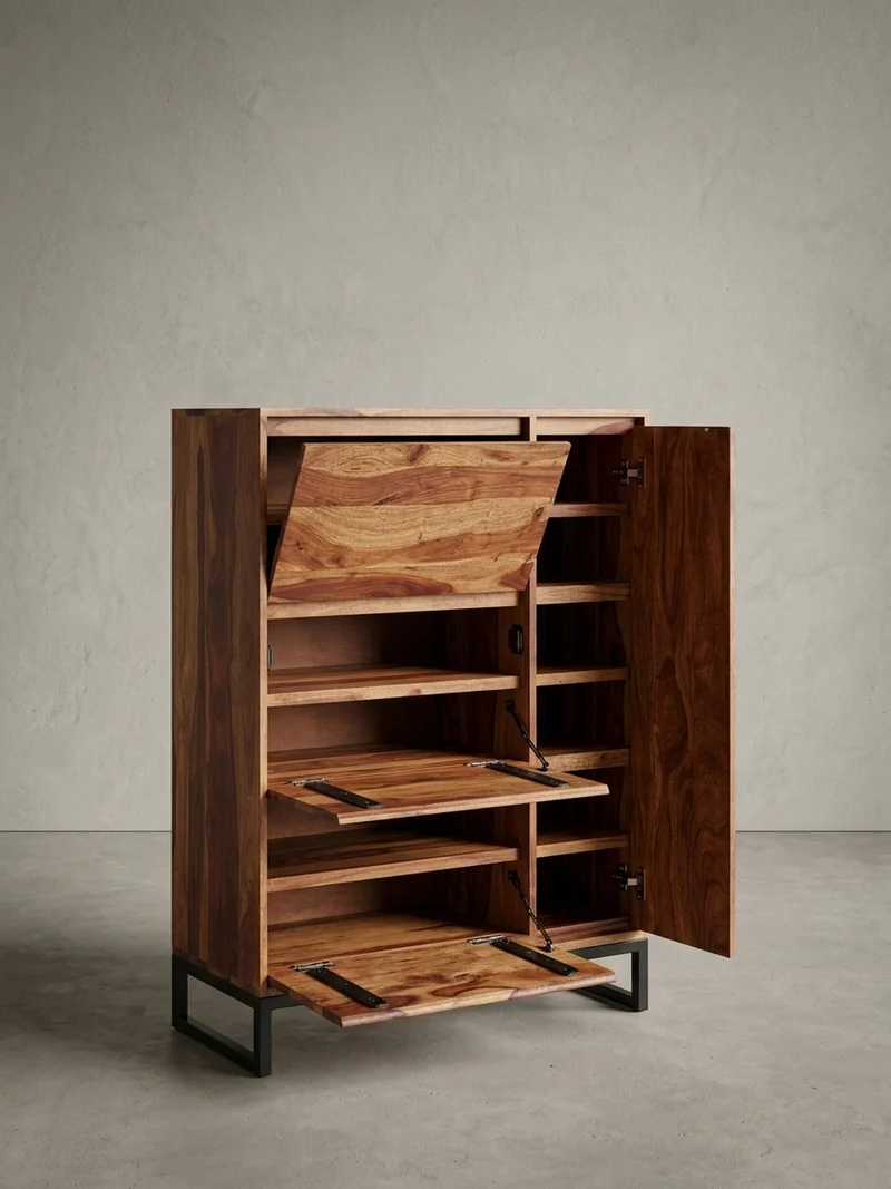 Schuhschrank – Massivholz, 88x40x120 cm, geschlossen, stilvolles Design