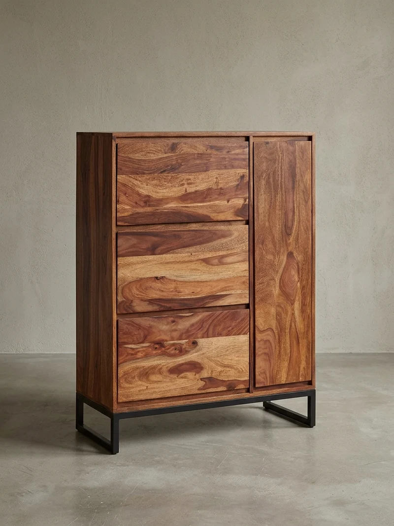 Schuhschrank – Massivholz, 88x40x120 cm, geschlossen, stilvolles Design