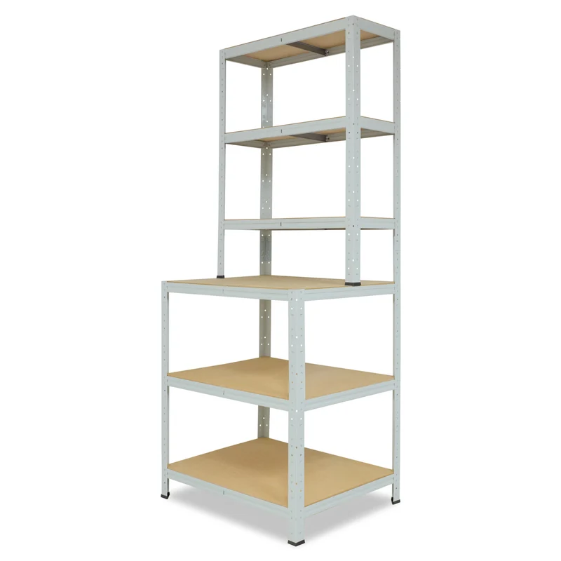 shelfplaza OFFICE Werkbank Regal 190x90x60 cm mit 6 Böden lichtgrau