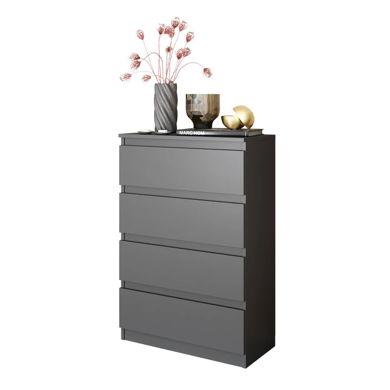 GABRIEL - Kommode / Sideboard mit 4 Schubladen - Anthrazit Grau H92cm B60cm T33cm