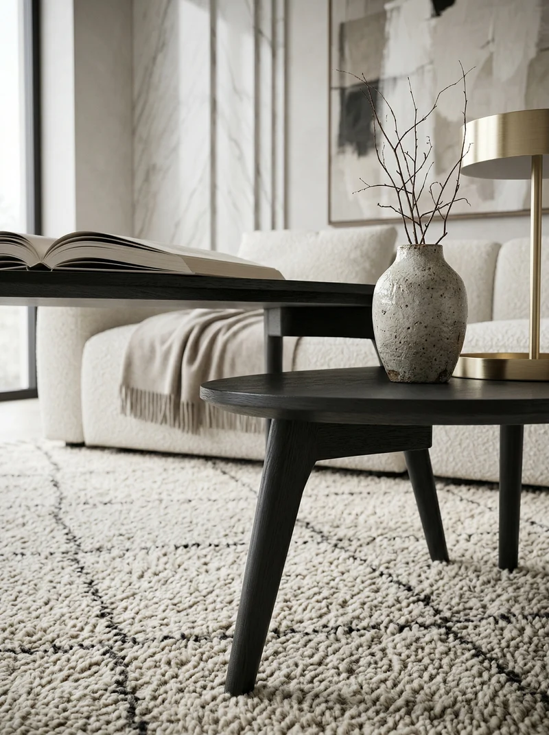 Couchtisch 2er Set Massivholz Nierenform Retro Handgefertigt