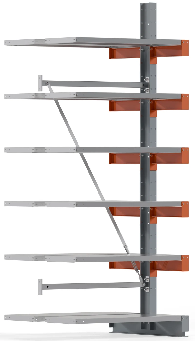 Kragarmregal Anbaufeld Breite 1000 mm doppelseitig nutzbar Feldlast 3000 kg